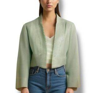 Jacques Vert Pastel Seafoam Green Jacket Lined Textured Size US 10